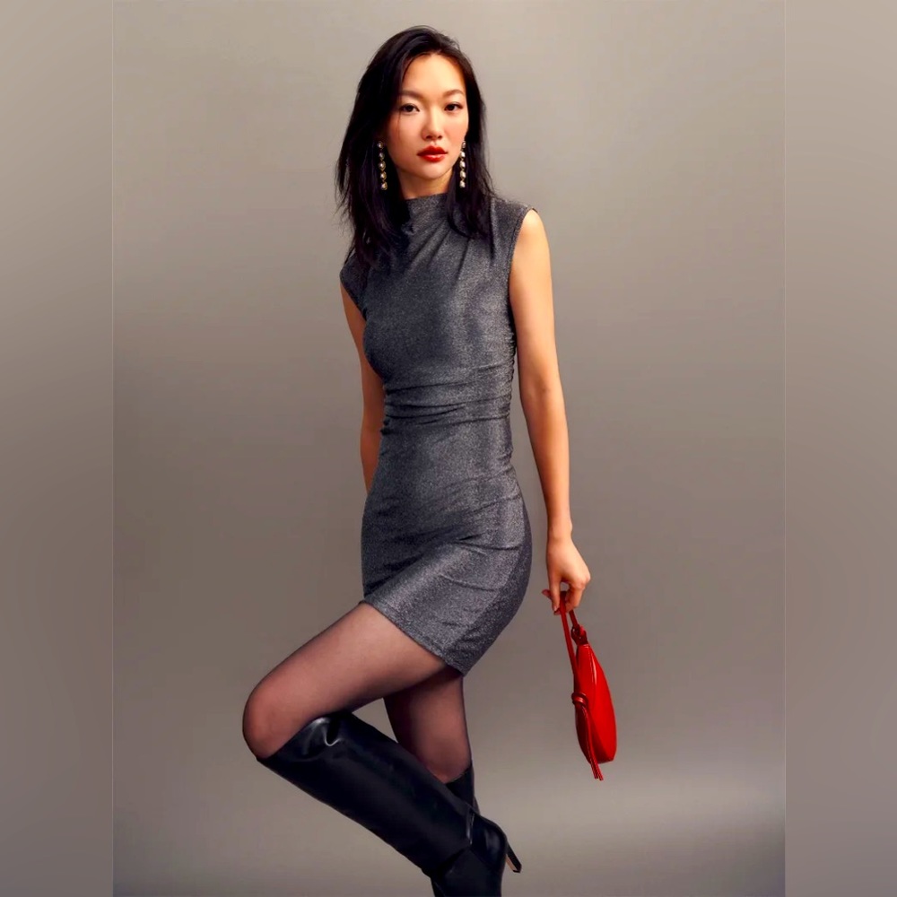 🩶 Reformation Alden Knit Metallic Dress XL 🩶
